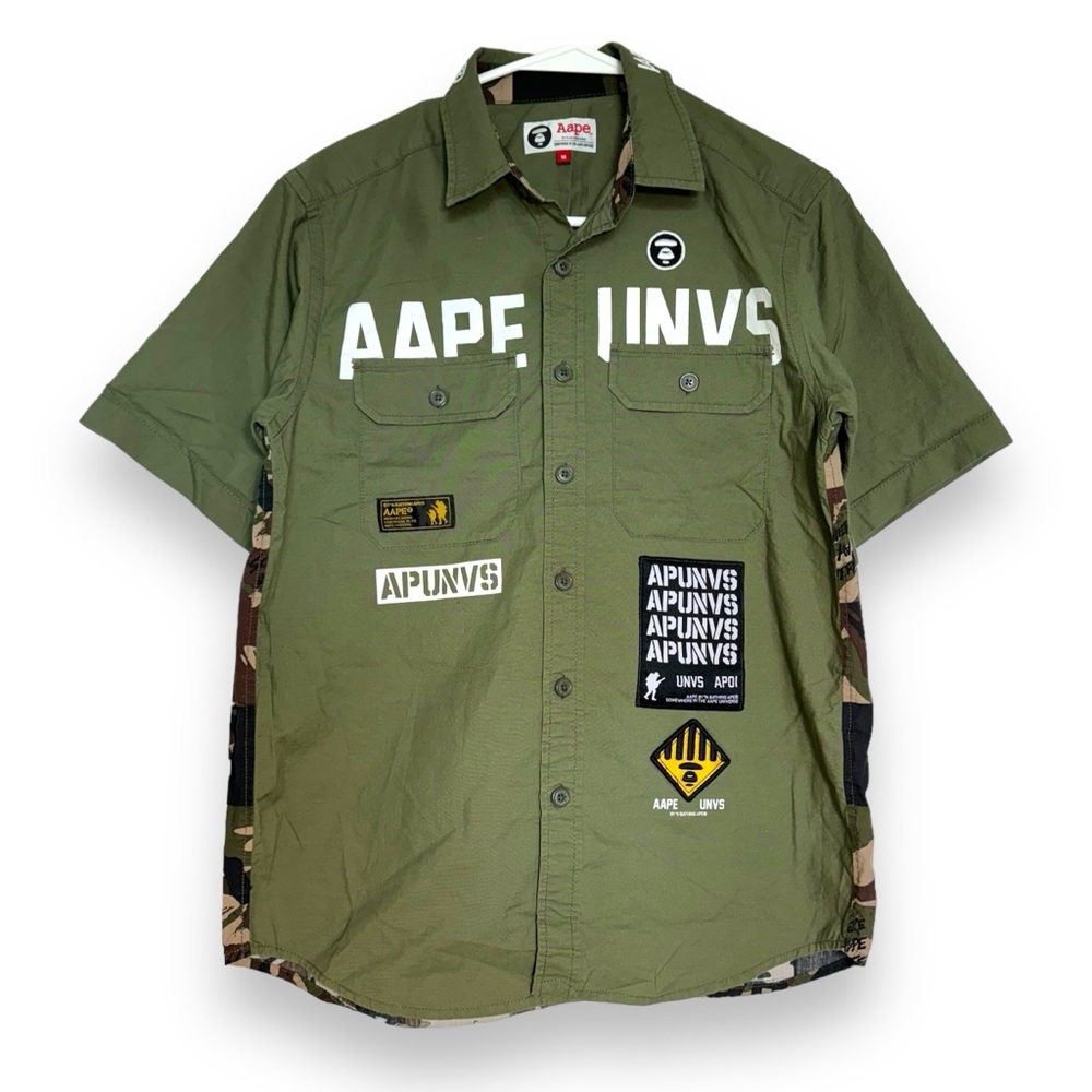 A Bathing Bape Aape Casual Button Up shirts Camouflage Military streetwear Men M